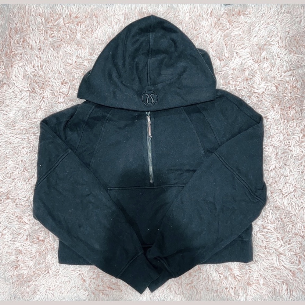 Oversized Cropped Scuba 1/4 Zip Black